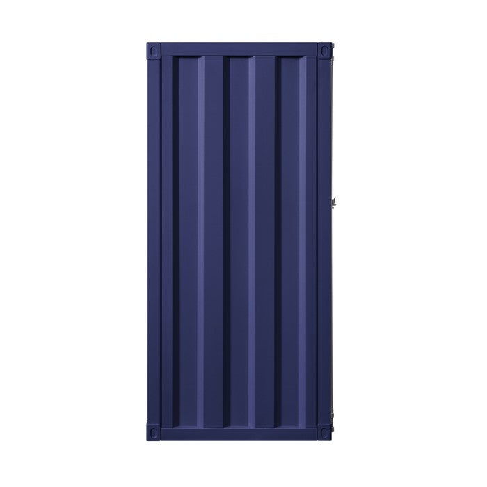 Industrial Style Metal Chest with Recessed Door Front, Blue