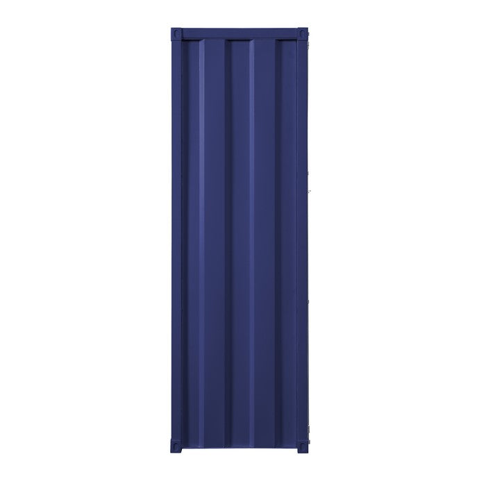 Industrial Style Metal Wardrobe with Recessed Door Front, Blue