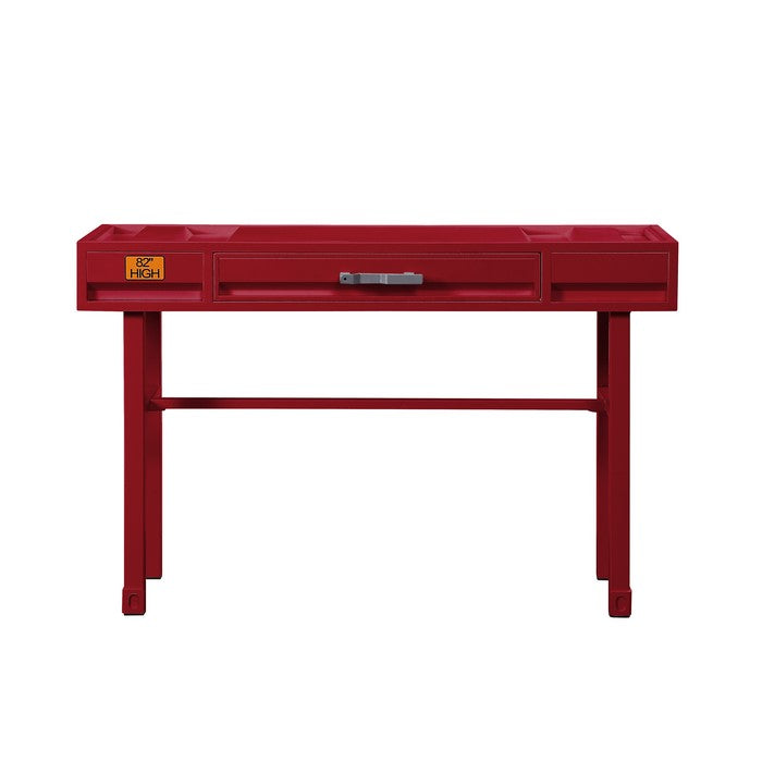 Industrial Style Metal and Wood 1 Drawer Vanity Desk, Red