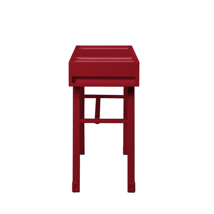 Industrial Style Metal and Wood 1 Drawer Vanity Desk, Red