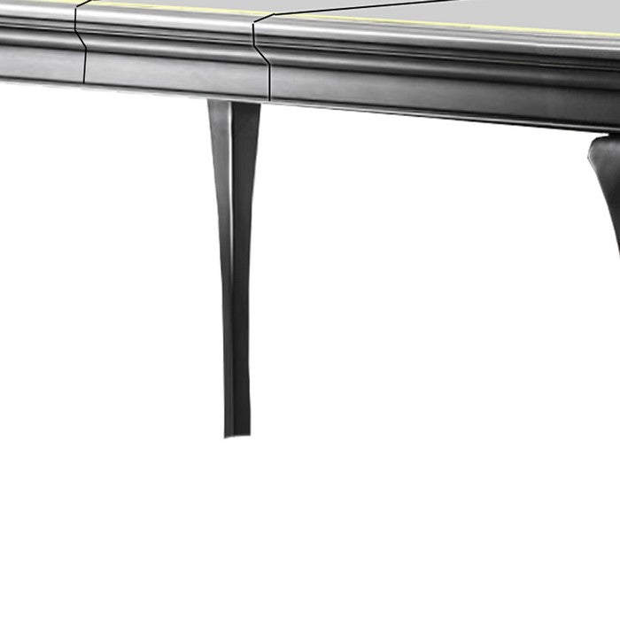 Wood and Mirror Dining Table with Extendable Leaf, Gray and Silver