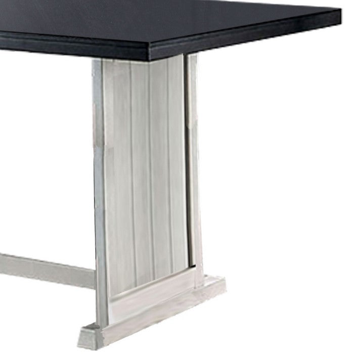 Transitional Wooden Dining Table with Plank Details, Brown and White