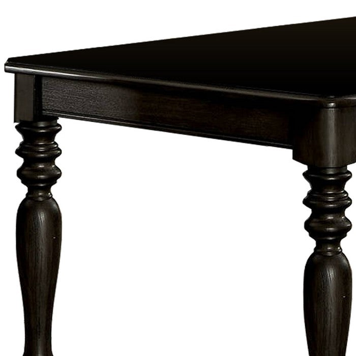 Transitional Style Wooden Dining Table with Turned Legs, Dark Brown