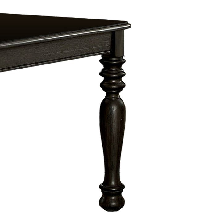 Transitional Style Wooden Dining Table with Turned Legs, Dark Brown