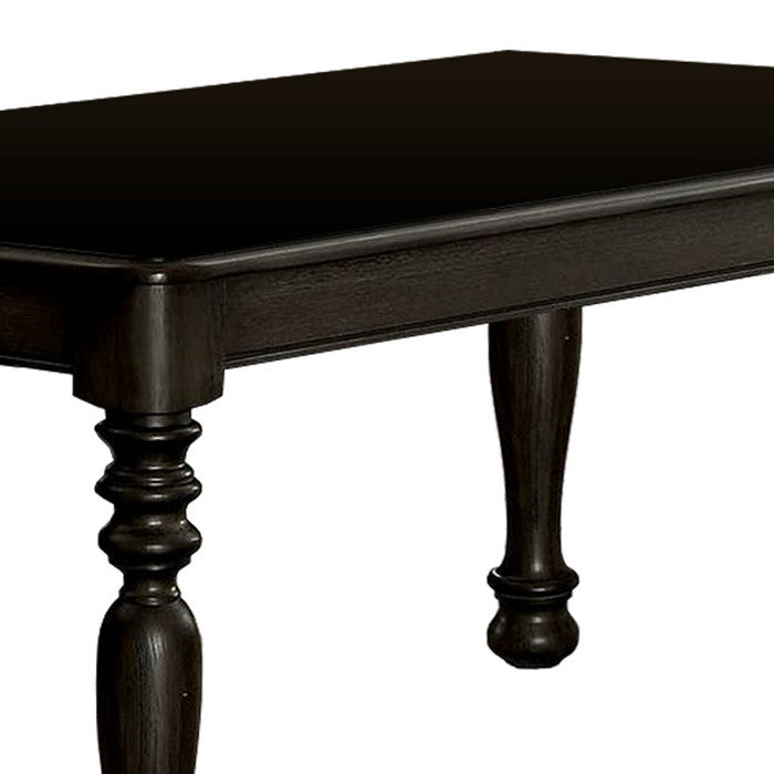 Transitional Style Wooden Dining Table with Turned Legs, Dark Brown