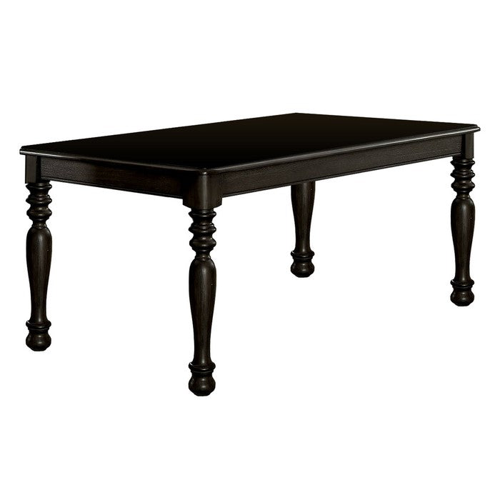 Transitional Style Wooden Dining Table with Turned Legs, Dark Brown