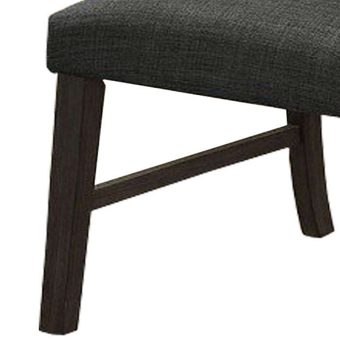 Wooden Side Chair with Fabric Upholstery,Set of 2, Dark Gray and Brown