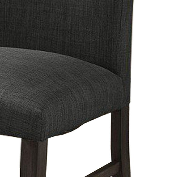 Wooden Side Chair with Fabric Upholstery,Set of 2, Dark Gray and Brown