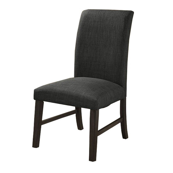 Wooden Side Chair with Fabric Upholstery,Set of 2, Dark Gray and Brown