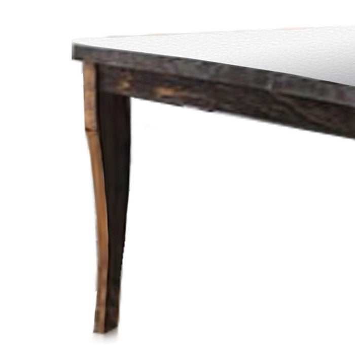 Transitional Celestite Top Wooden Dining Table, Oak Brown and Black