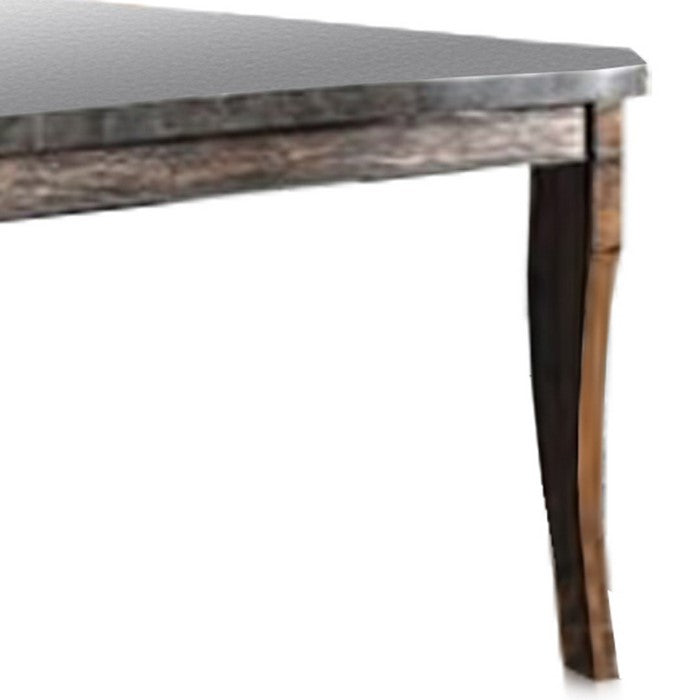 Transitional Celestite Top Wooden Dining Table, Oak Brown and Black