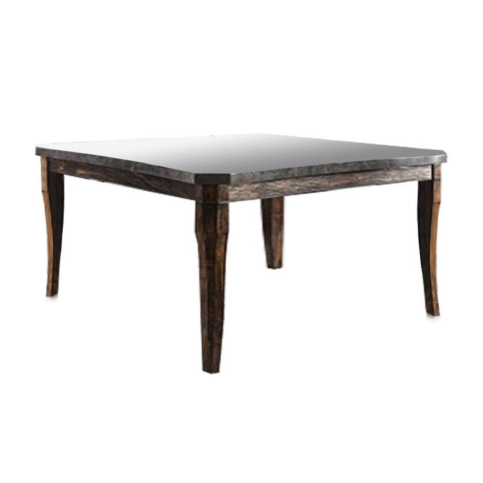 Transitional Celestite Top Wooden Dining Table, Oak Brown and Black