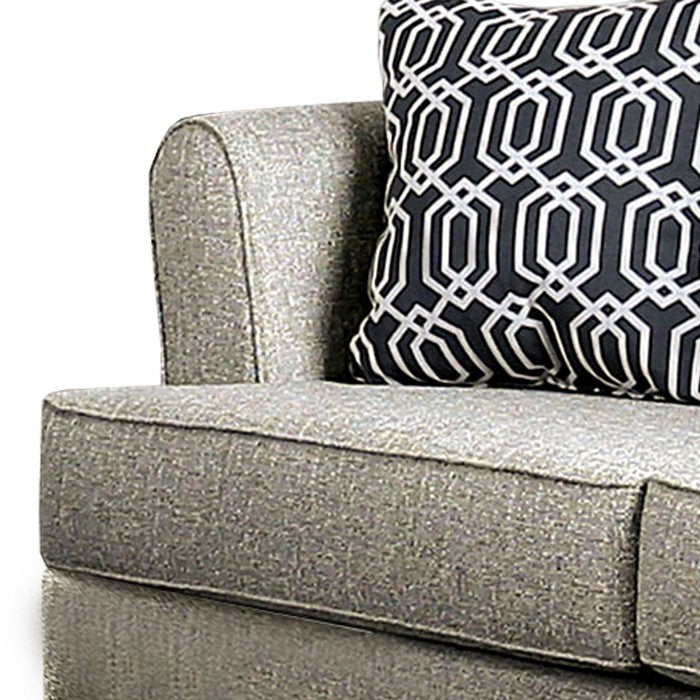 Fabric Upholstered Wooden  Loveseat with Flared Armrest, Gray