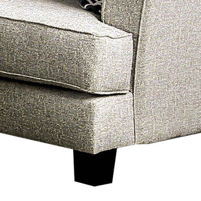 Fabric Upholstered Wooden  Loveseat with Flared Armrest, Gray