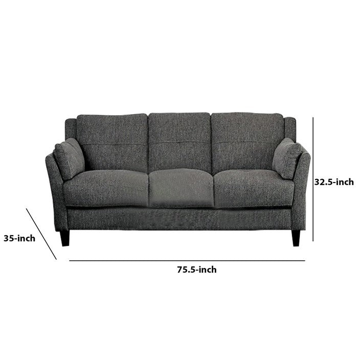 Fabric Upholstered Wooden Sofa with Cushioned Backrest, Gray