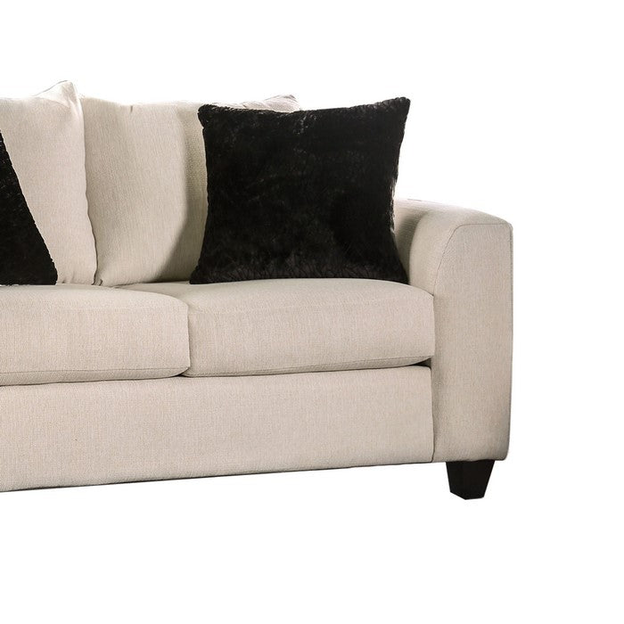 Transitional Fabric Upholstered Wooden Loveseat with Angled Arms,White