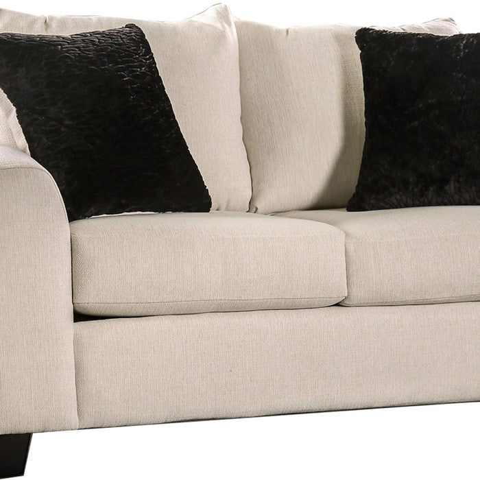 Transitional Fabric Upholstered Wooden Loveseat with Angled Arms,White