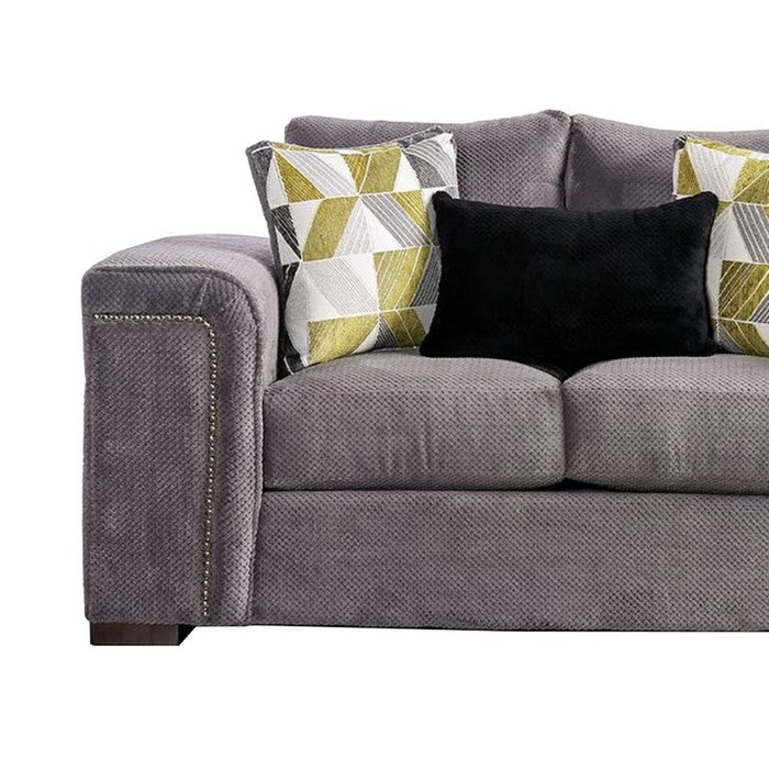 Chenille Fabric Upholstered Loveseat with Large Track Arms, Gray