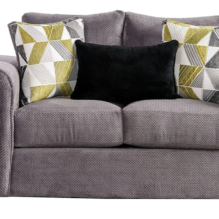 Chenille Fabric Upholstered Loveseat with Large Track Arms, Gray