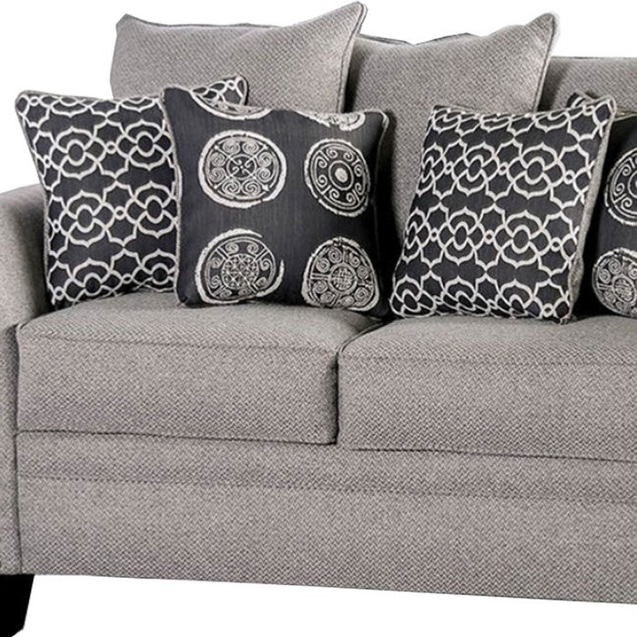 Chenille Fabric Upholstered Loveseat with Nail head Trim, Gray