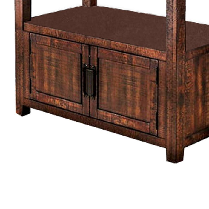 Wooden Counter Height Dining Table with Double Door Cabinet, Brown