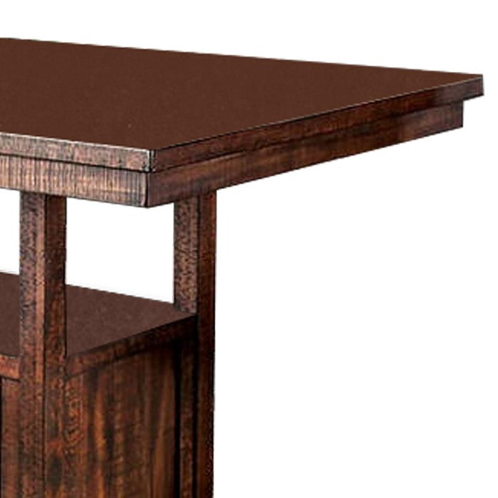 Wooden Counter Height Dining Table with Double Door Cabinet, Brown