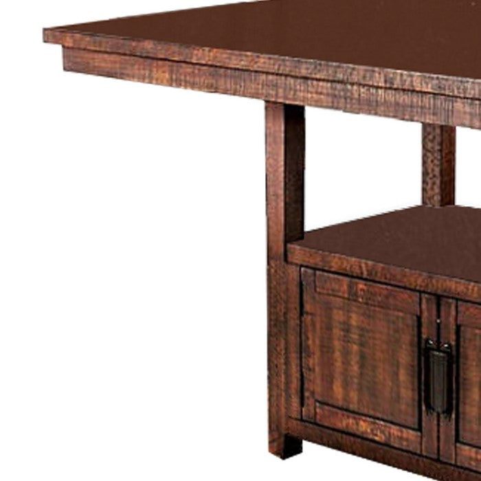Wooden Counter Height Dining Table with Double Door Cabinet, Brown