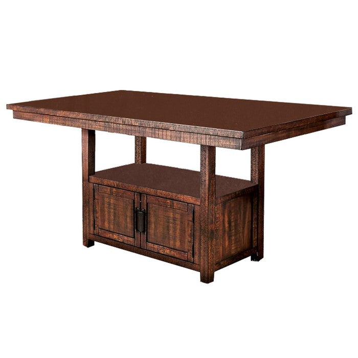 Wooden Counter Height Dining Table with Double Door Cabinet, Brown