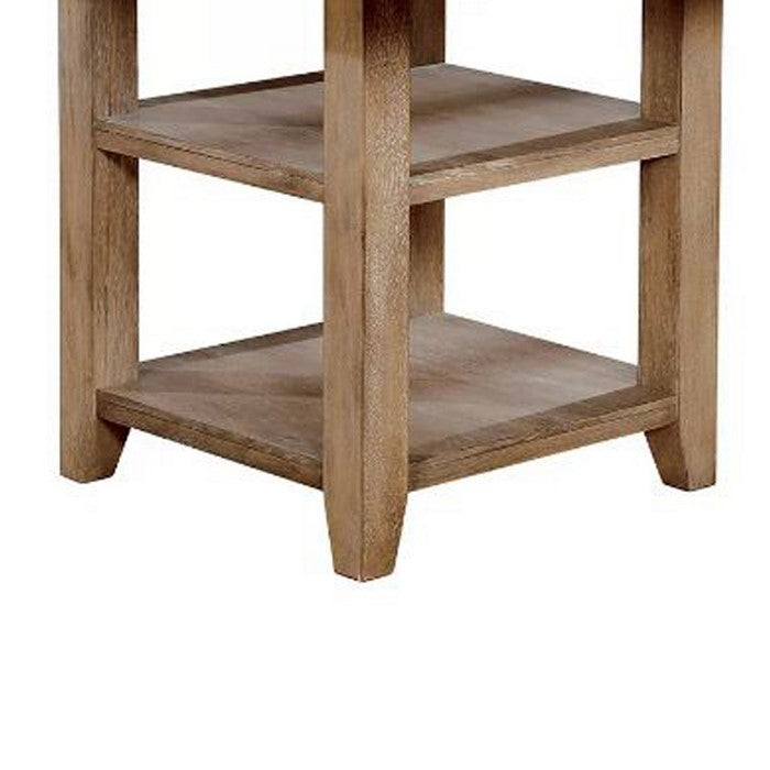 Wooden Counter Height Dining Table with Two Shelves, Brown