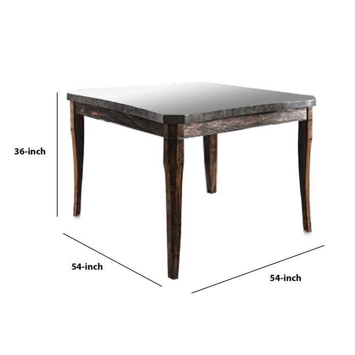 Wood and Celestite Counter Height Dining Table, Brown and Black