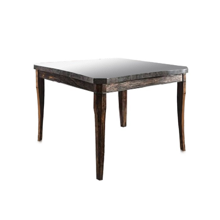 Wood and Celestite Counter Height Dining Table, Brown and Black