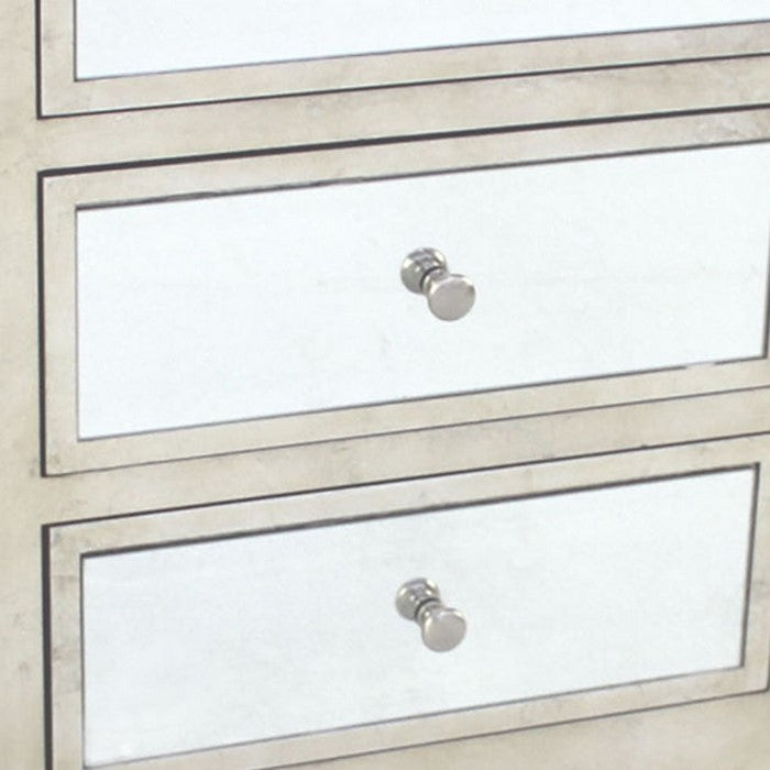 Contemporary Style Wooden End Table with Three Drawers, Silver