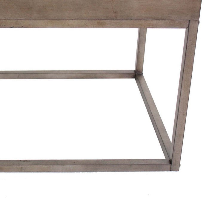 Rustic Style Wooden Accent Table with Raised Edged Top, Gray