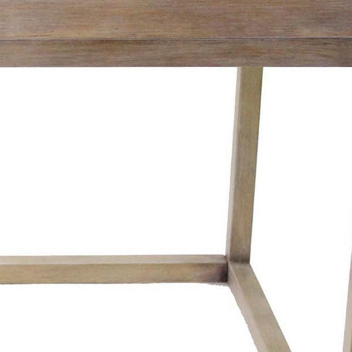 Wooden Accent Table with Raised Edged Top and Open Base, Brown