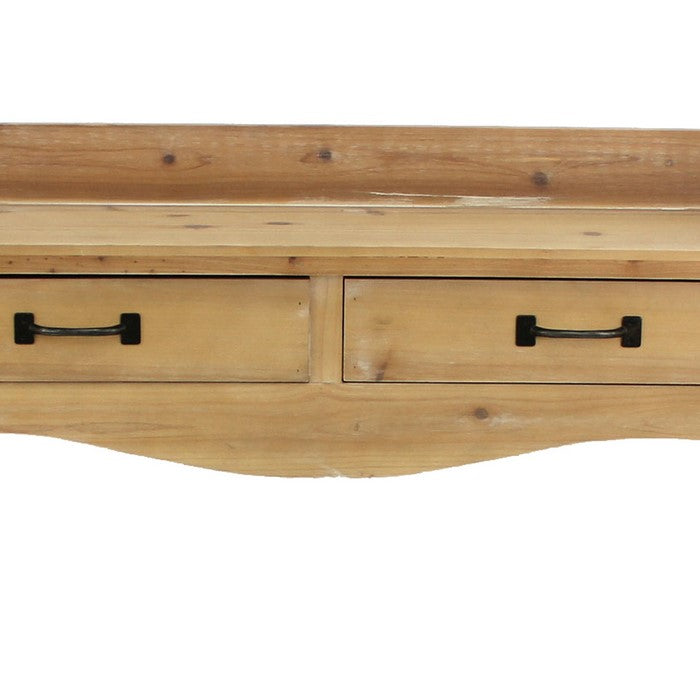 Rustic Style Wooden Dressing Table with 2 Drawers and Shelf, Brown