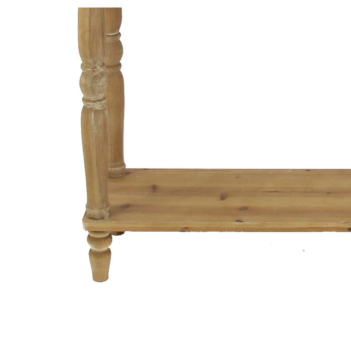 Rustic Style Wooden Dressing Table with 2 Drawers and Shelf, Brown