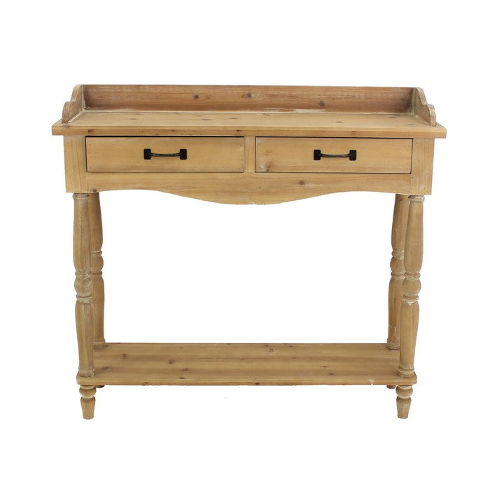 Rustic Style Wooden Dressing Table with 2 Drawers and Shelf, Brown
