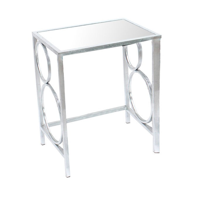 Three Piece Metal Nesting Tables with Circular Stacked Design, Silver
