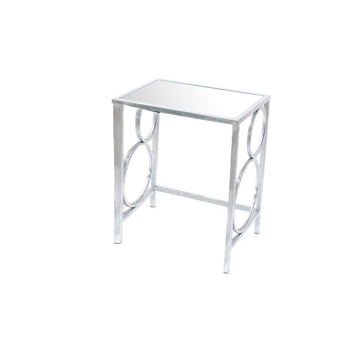 Three Piece Metal Nesting Tables with Circular Stacked Design, Silver