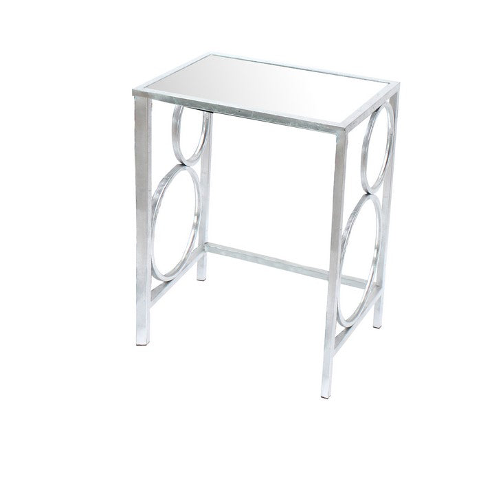 Three Piece Metal Nesting Tables with Circular Stacked Design, Silver