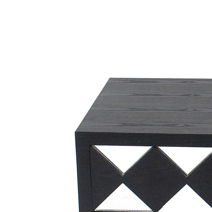 Wooden Coffee Table with 3 Drawers and X Shape Base, Black and Gold