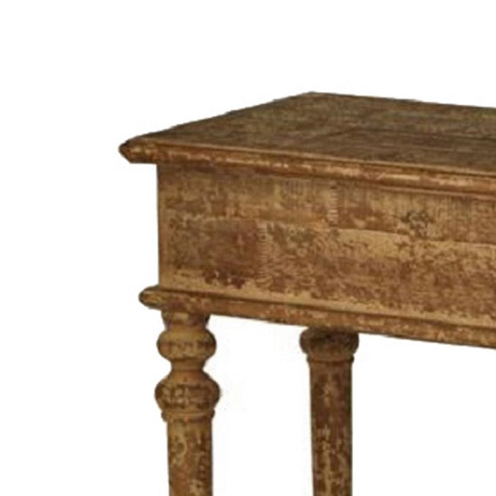 Wooden End Table with 1 Bottom Shelf and 1 Drawer, Weathered Brown