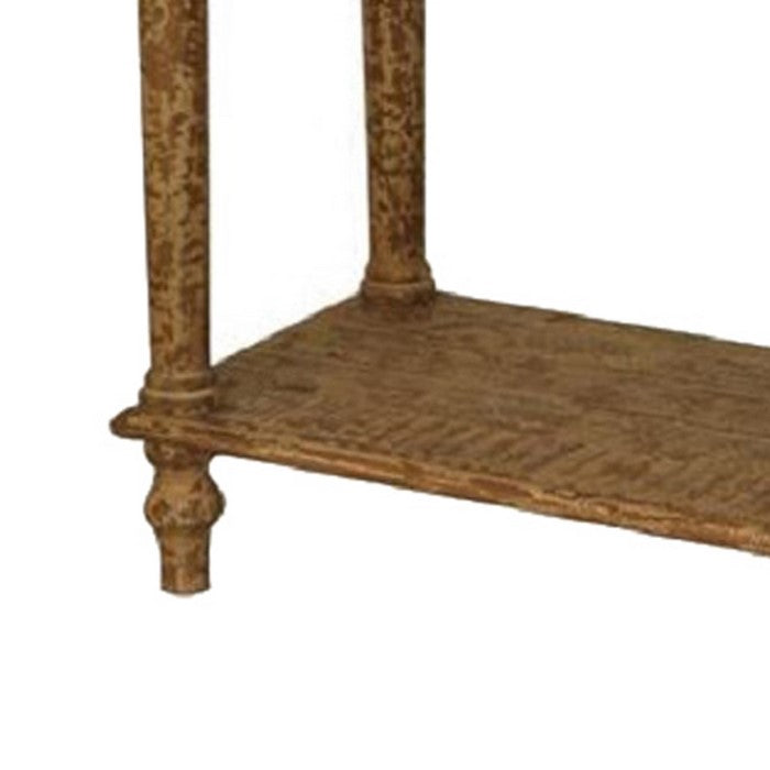 Wooden End Table with 1 Bottom Shelf and 1 Drawer, Weathered Brown