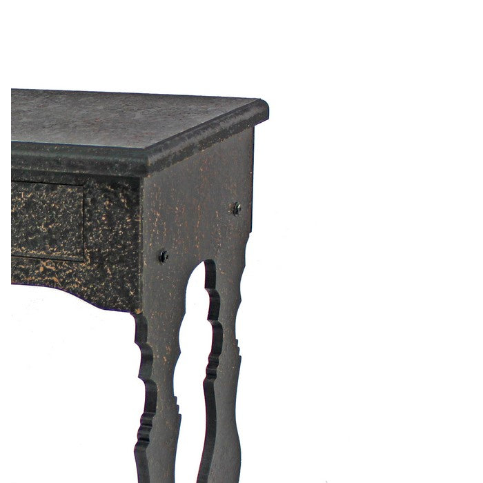 Wooden End Table with 1 Drawer and 1 Bottom Shelf, Black and Gold