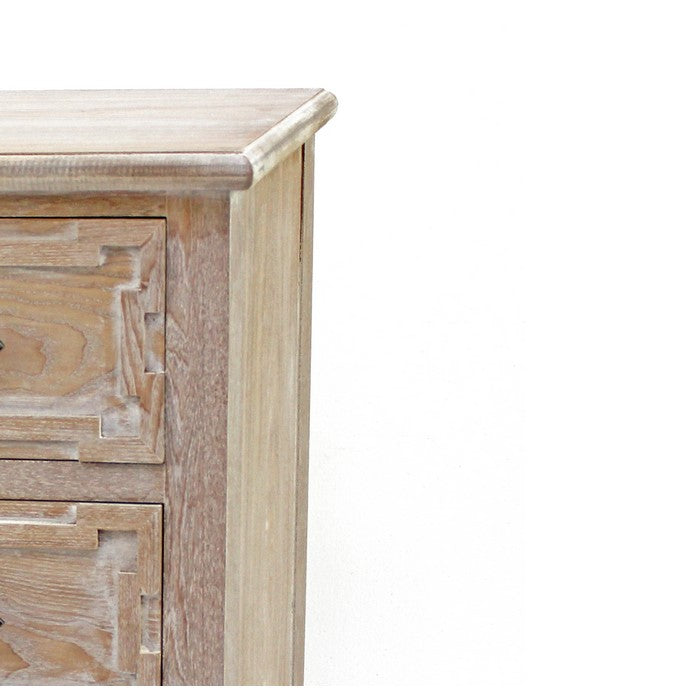 Rustic Style Wooden Storage Cabinet with 3 Drawers, Washed Brown