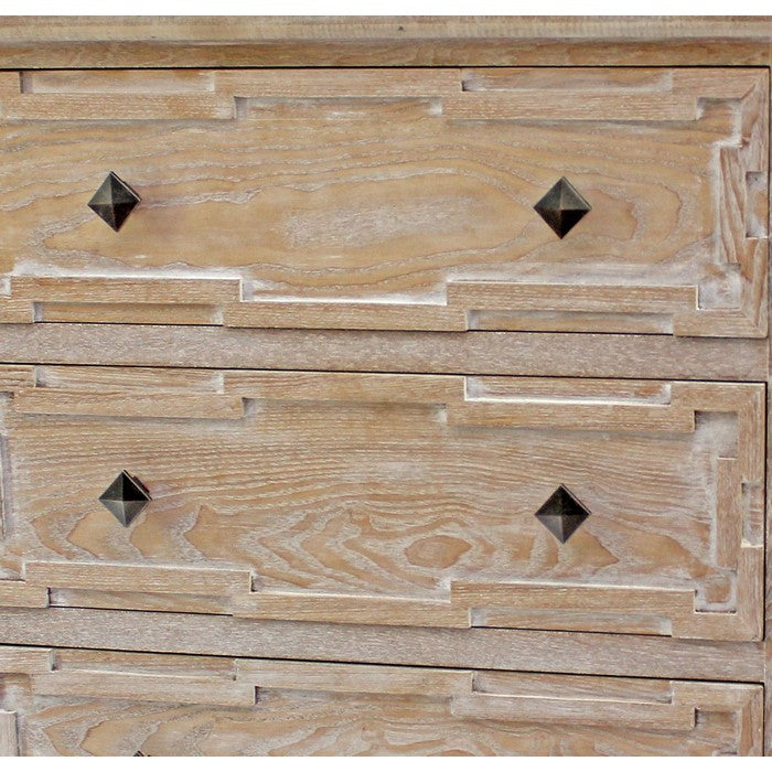 Rustic Style Wooden Storage Cabinet with 3 Drawers, Washed Brown