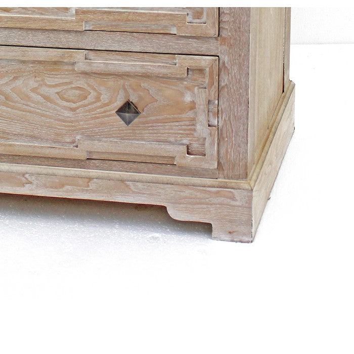 Rustic Style Wooden Storage Cabinet with 3 Drawers, Washed Brown