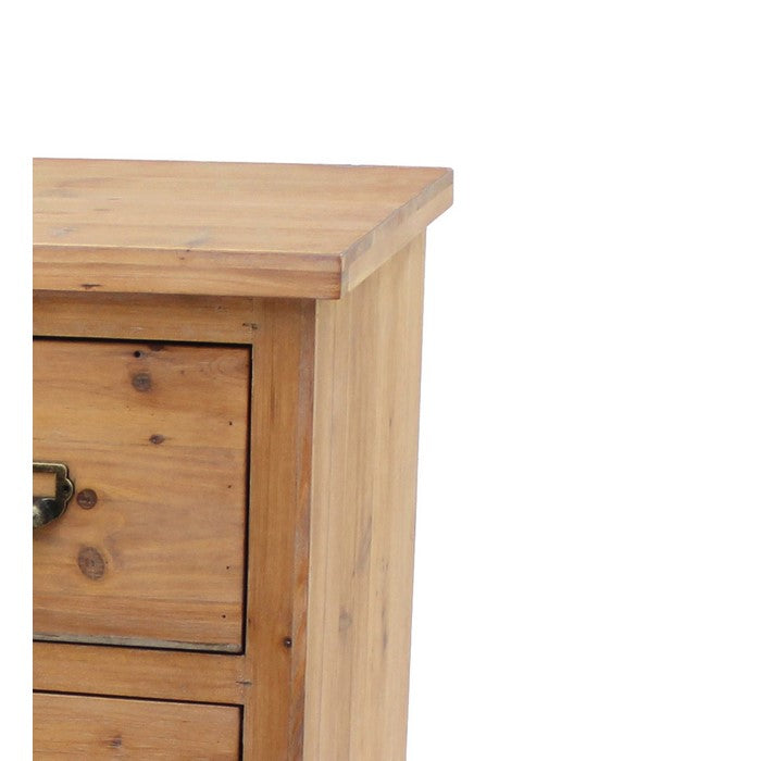Wooden Storage Cabinet with 3 Drawers and Turned Legs, Brown