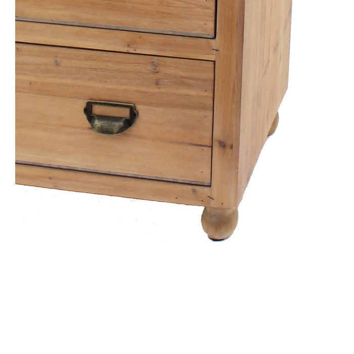 Wooden Storage Cabinet with 3 Drawers and Turned Legs, Brown