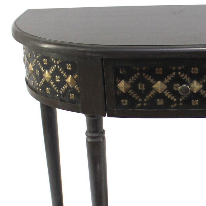 Wooden Console Table with 1 Bottom Shelf and Arched Details, Black